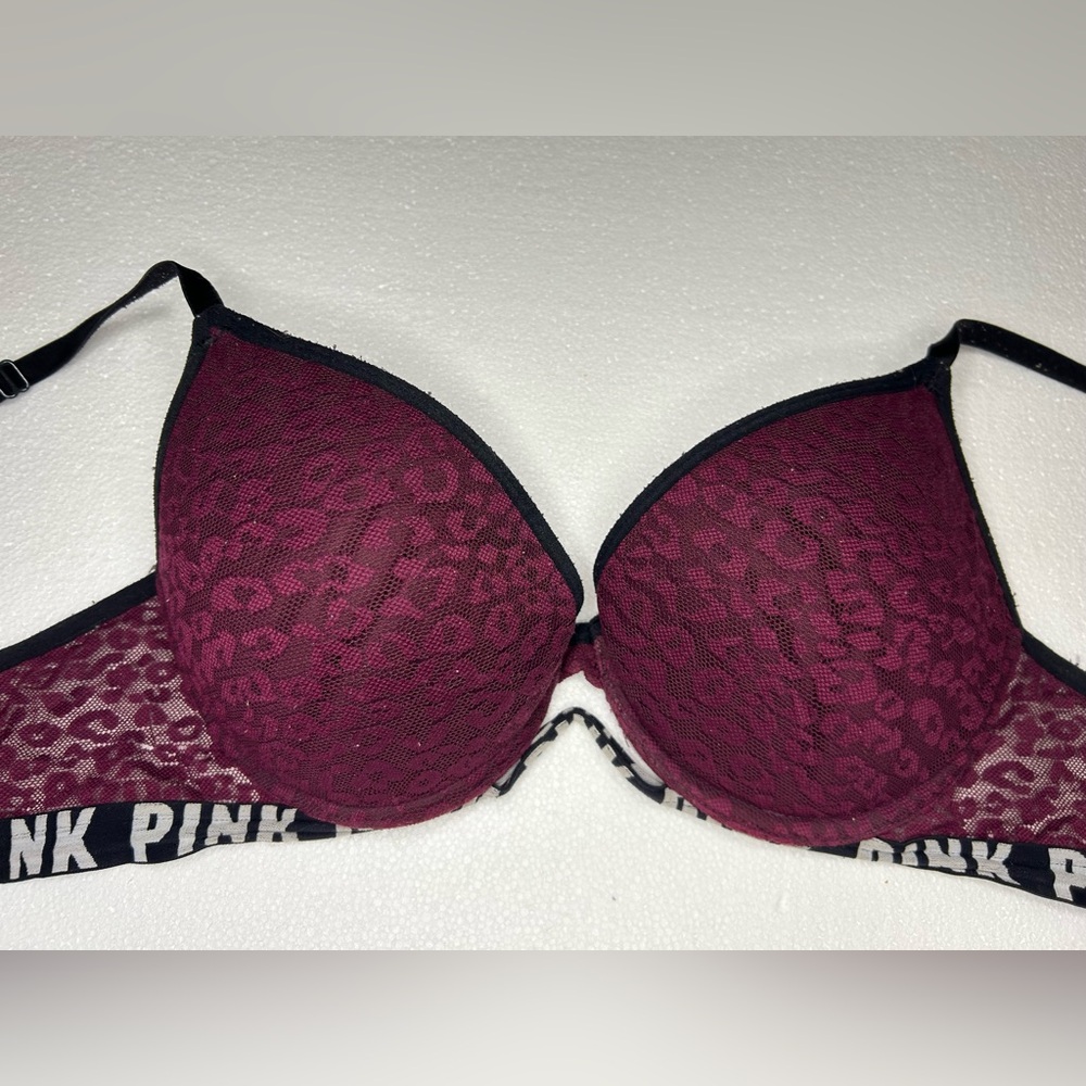 PINK Victoria's Secret Burgundy Lace Bra